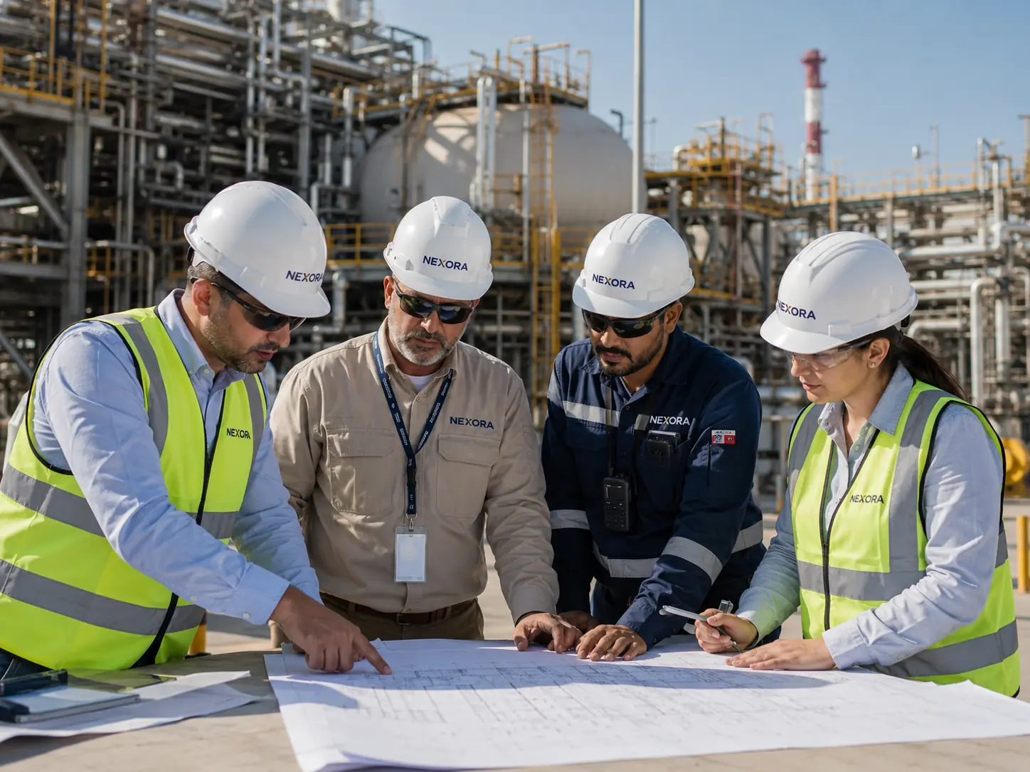 Nexora team members at an industrial site in Qatar